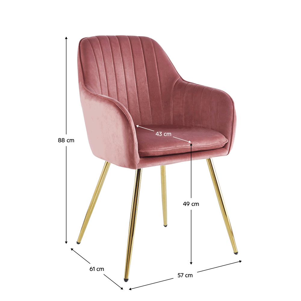Fotoliu design, ţesătură de catifea roz/crom-auriu, ADLAM NEW