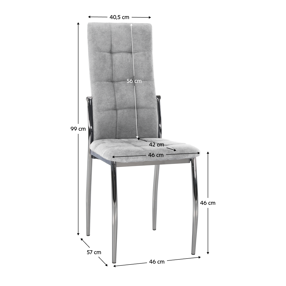 Scaun, ţesătură gri/metal, ADORA 2 NEW