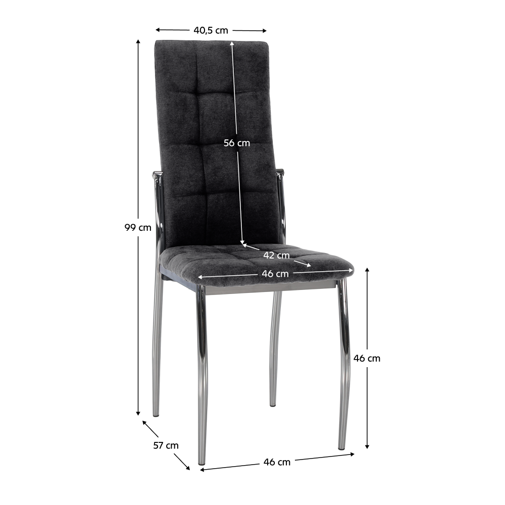 Scaun, ţesătură gri închis/metal, ADORA 2 NEW