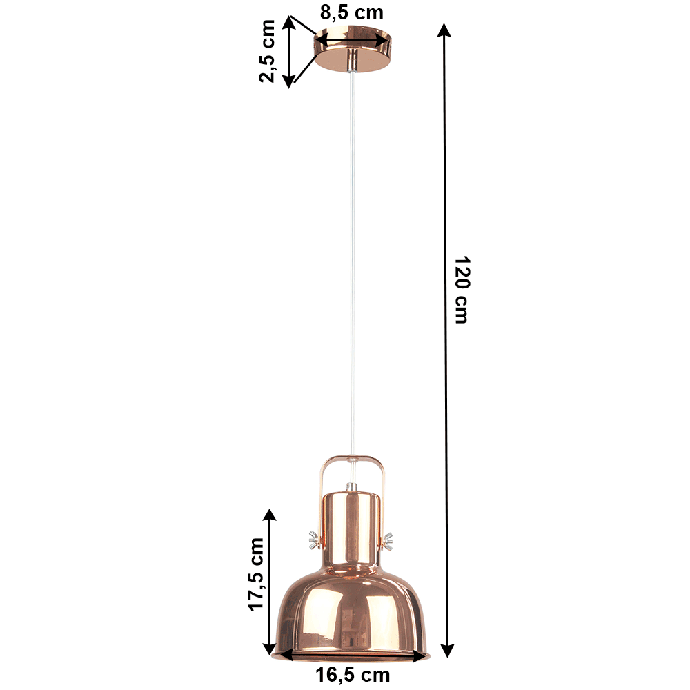 Lampă suspendată în stil retro, metal, roz auriu, AVIER TIP 3