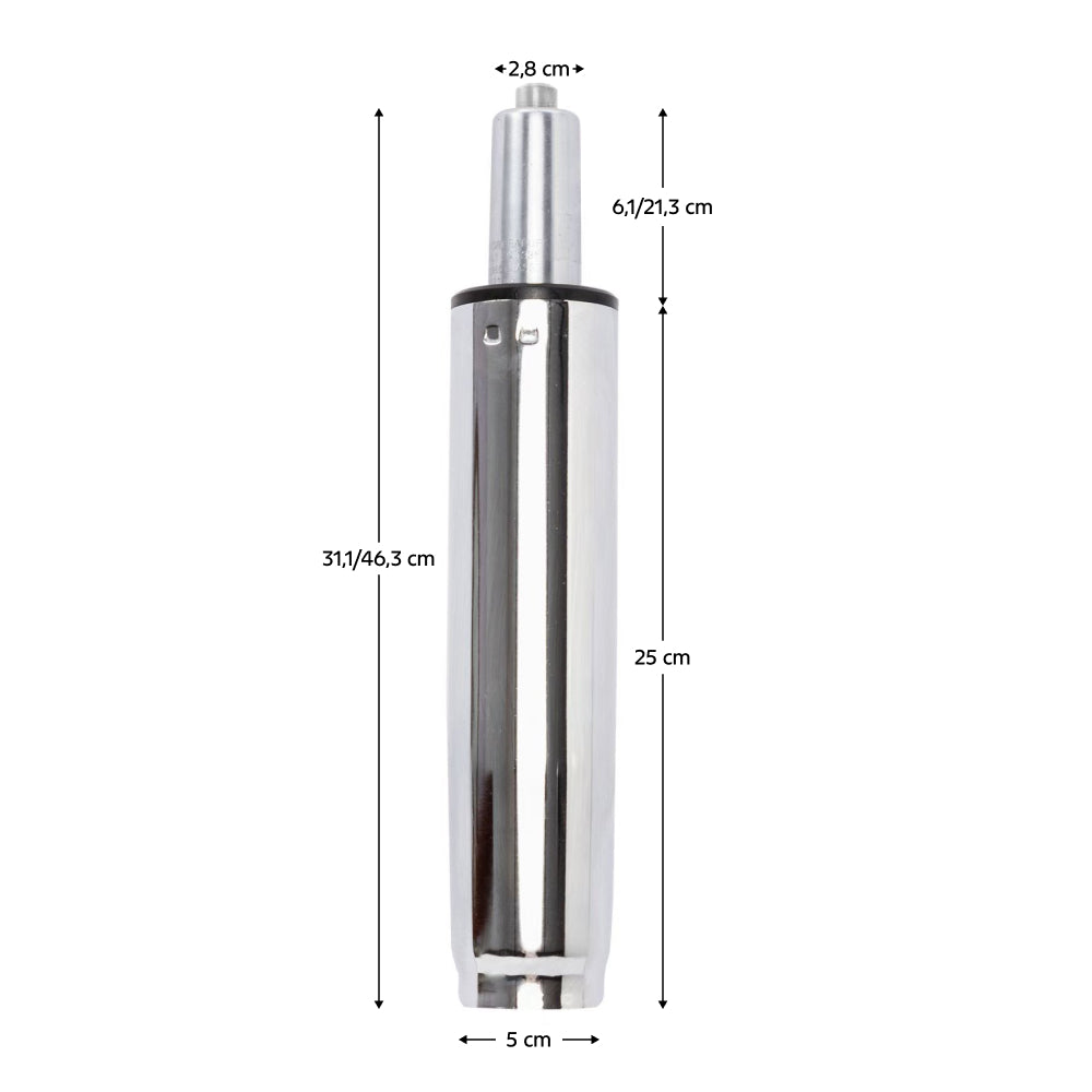 Piston cu gaz, crom, lungime 46,3 cm, 150 kg, PIEST TYP 6
