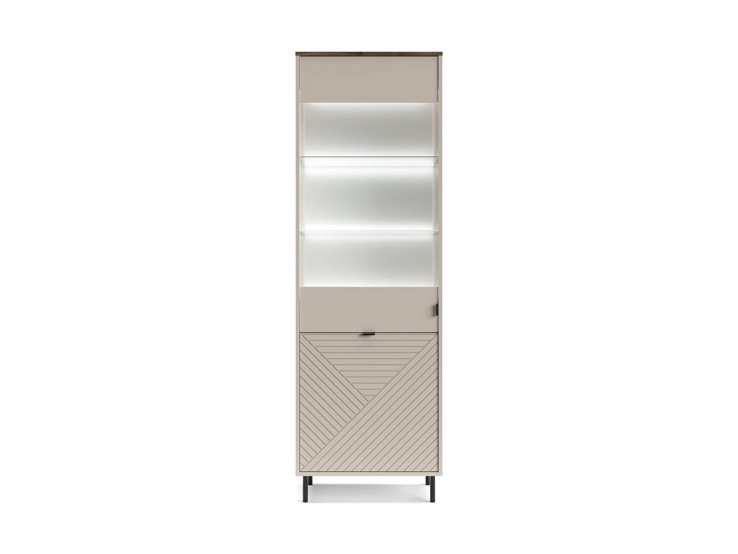 MIRAGE Vitrina mare (MR96), casmir/ stejar castelo, 63.4 x 40 x 194.6 cm