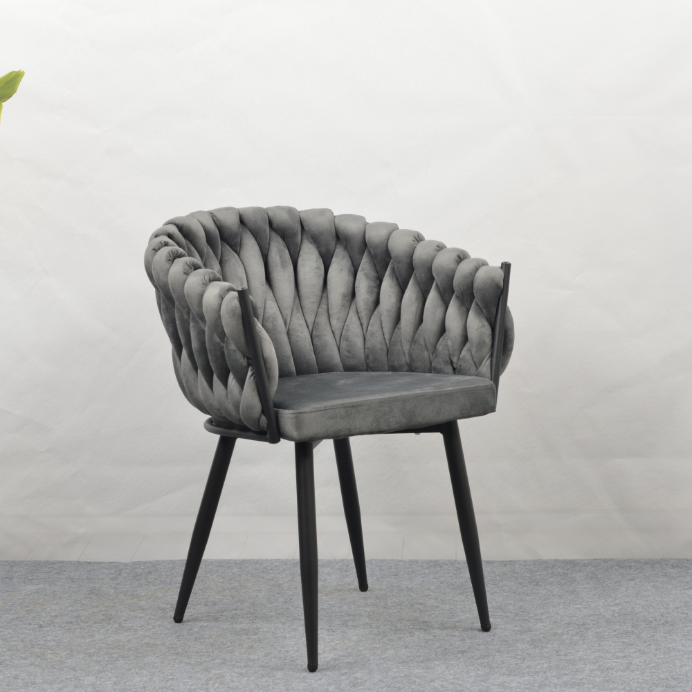 Scaun de bucătărie, gri închis ţesătură velvet/negru, BLER