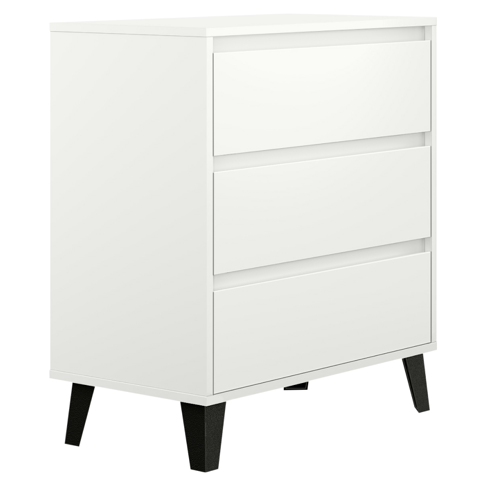 Comodă, albă, BOGAN NEW 3S70