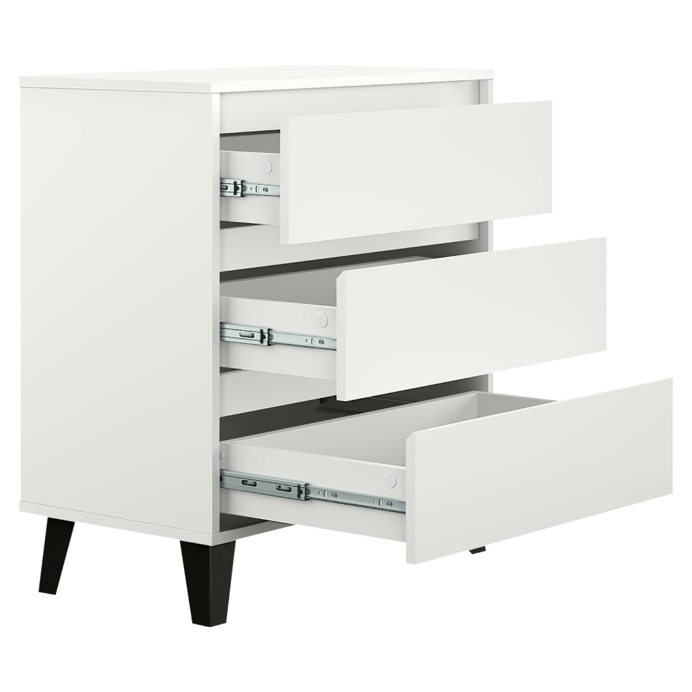 Comodă, albă, BOGAN NEW 3S70