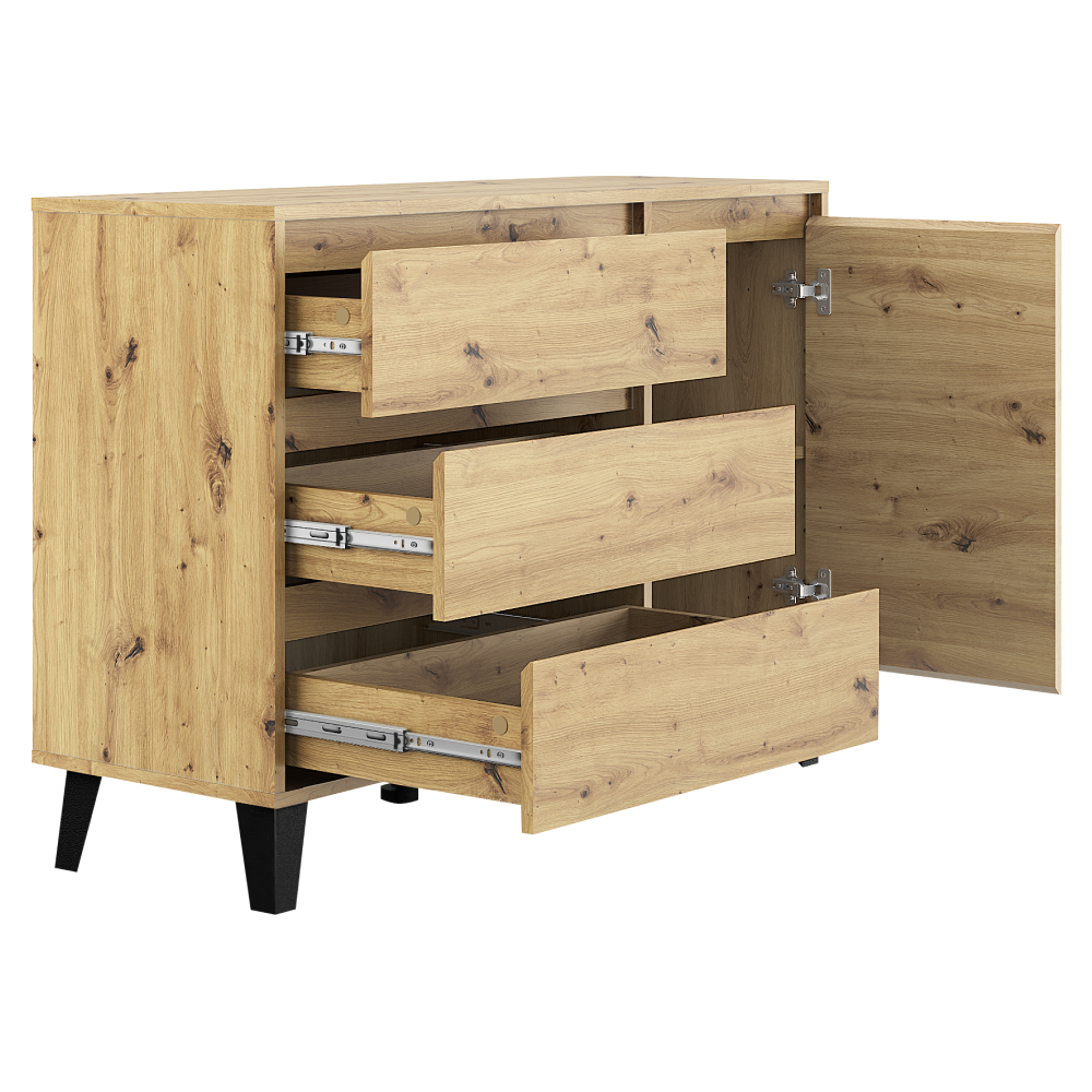 Comodă, stejar artisan, BOGAN NEW 1D3S