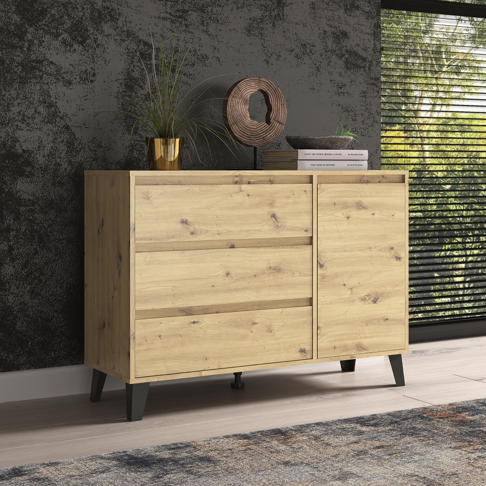 Comodă, stejar artisan, BOGAN NEW 1D3S