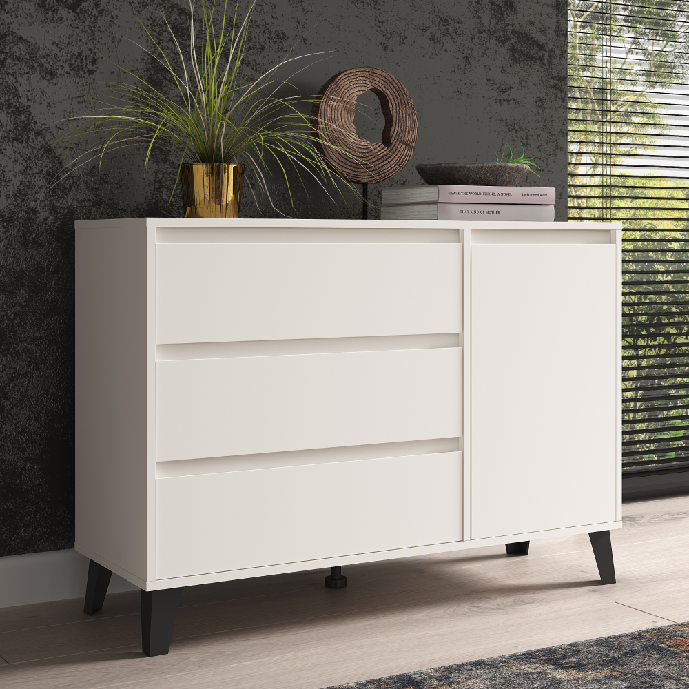 Comodă, albă, BOGAN NEW 1D3S