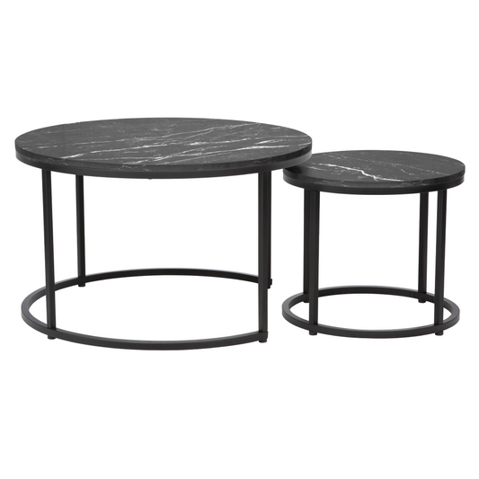 Măsuţe de cafea, set de 2, gri închis/negru, CIRKO