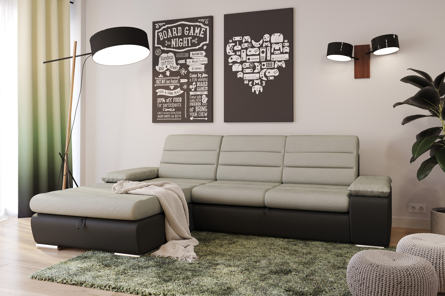 Colțar extensibil Galaxy cu ladă pentru depozitare - Main Image