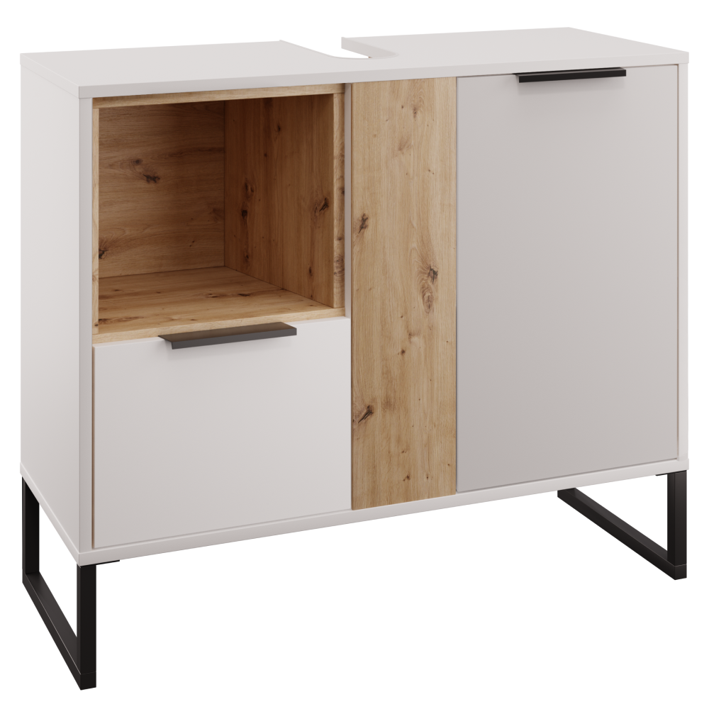 Dulap sub chiuvetă, alb/stejar artisan, CUBO CUB03
