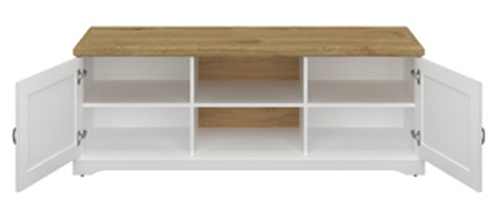 RIVA Comoda RTV2D, alb/ stejar harbor, 150 x 45 x 55 cm