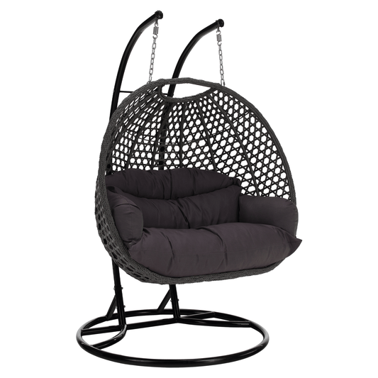 Scaun agăţat dublu, negru/gri/gri închis, DAKAN NEW