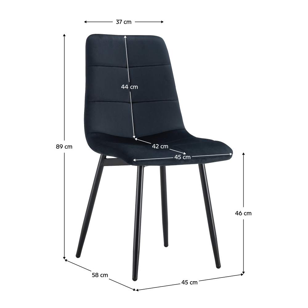 Scaun dining, material neagră Velvet/metal, DAMIA TIP 1