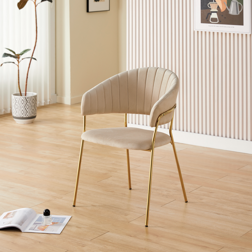 Fotoliu de sufragerie de design, bej, Velvet/gold crom auriu, DASMIN NEW TIP 1