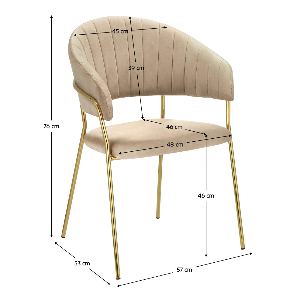 Fotoliu de sufragerie de design, bej, Velvet/gold crom auriu, DASMIN NEW TIP 1