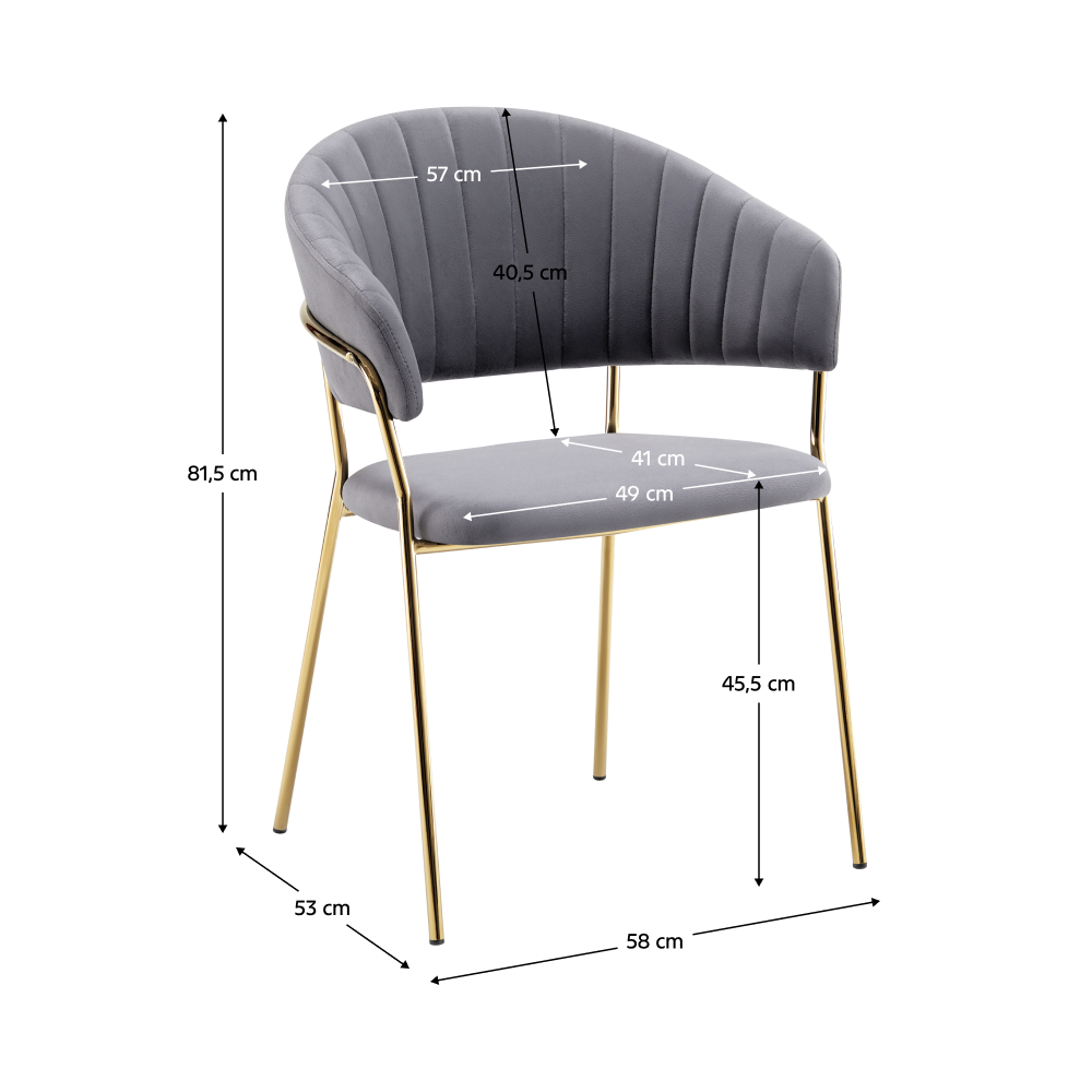 Fotoliu de sufragerie de design, gri-maro Velvet/gold crom auriu, DASMIN TIP 1
