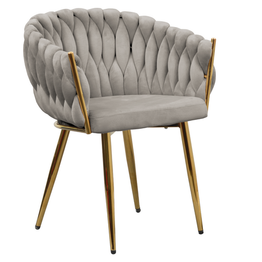 Fotoliu pentru sufragerie, ţesătură gri-maro Taupe Velvet/aur crom auriu, DEILA