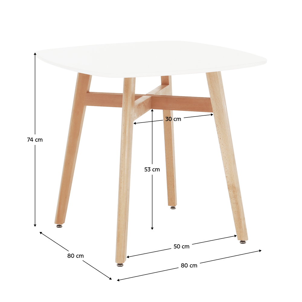 Masă dining, albă/natural, 80x80 cm, DEJAN 3 NEW