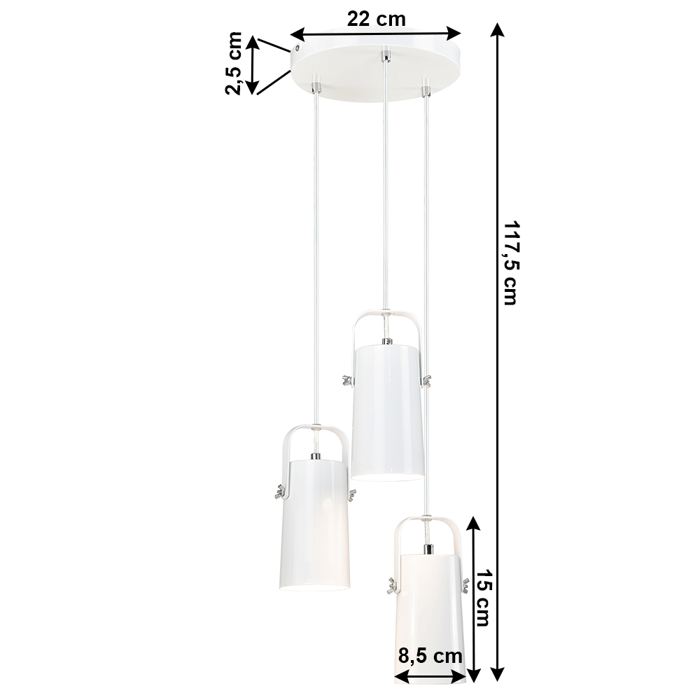 Lampă suspendată, albă / metalică, DEVAN