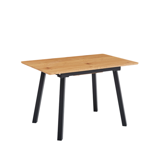 Masă de sufragerie extensibilă, 120-160x80 cm, stejar/neagră, DIRAN