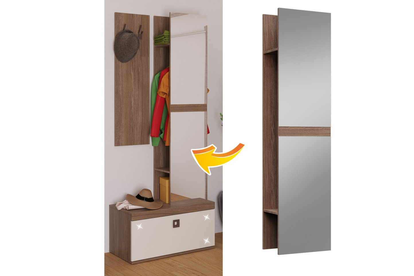 Garderobă cu oglinzi L40 - Gallery Image 1