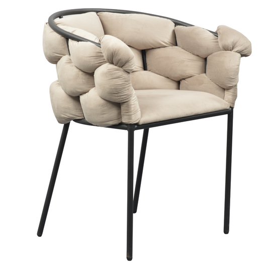 Fotoliu pentru sufragerie, ţesătură gri maronie Taupe Velvet/neagră, DOROTA