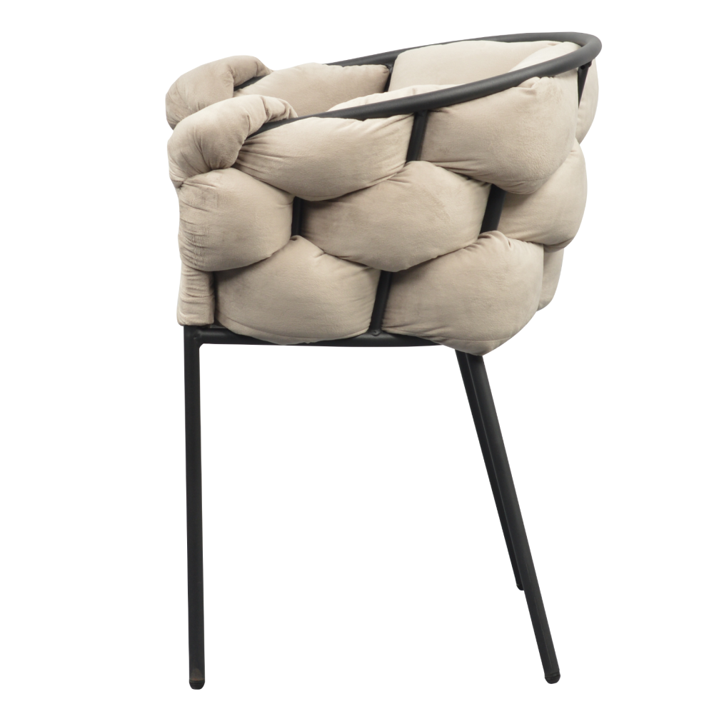 Fotoliu pentru sufragerie, ţesătură gri maronie Taupe Velvet/neagră, DOROTA