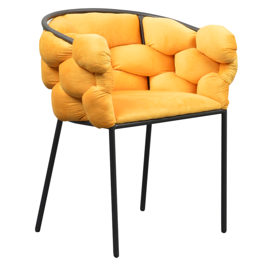 Fotoliu pentru sufragerie, ţesătură galbenă Velvet/neagră, DOROTA