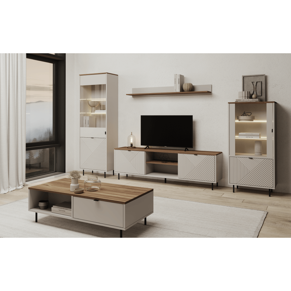 Comodă cu poliţe, caşmir/stejar castello, EYCO 2D