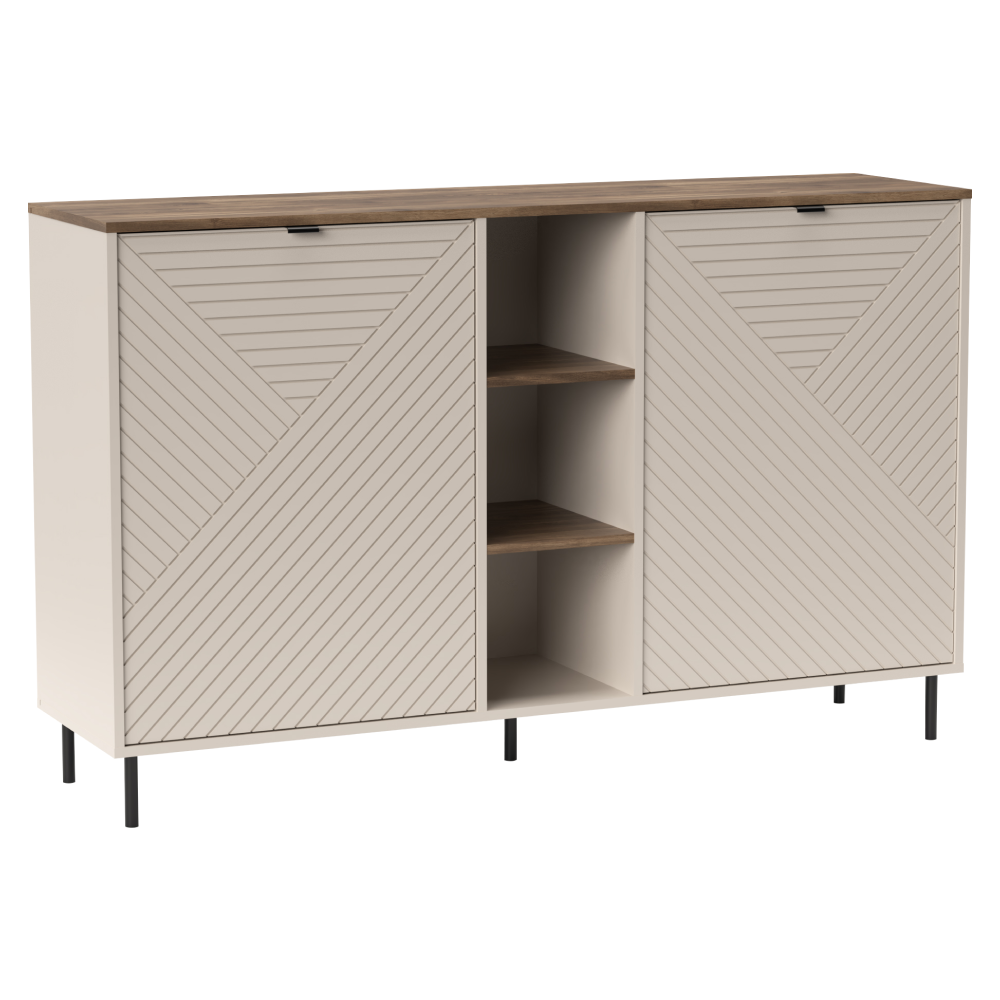 Comodă cu poliţe, caşmir/stejar castello, EYCO 2D