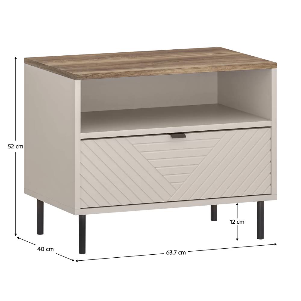 Noptieră, caşmir/stejar castello, EYCO 1S