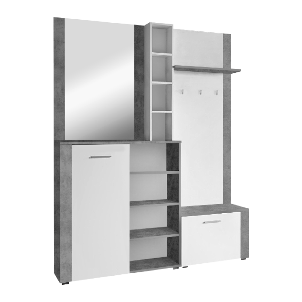 Set pentru anticameră, alb/beton, FANDU