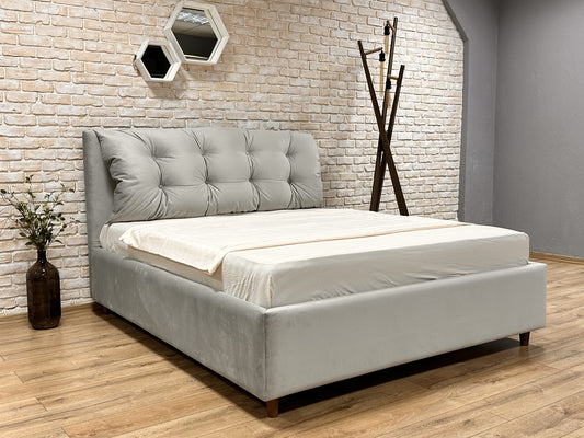 Pat Adaline 160 * 200 cm, tapitat integral cu somiera metalica inclusa