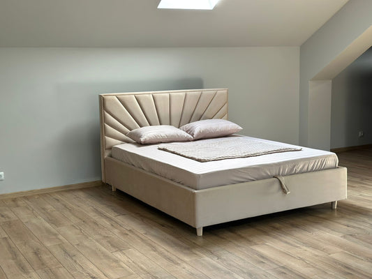 Pat Sunny 160 * 200 cm, tapitat integral cu somiera metalica inclusa