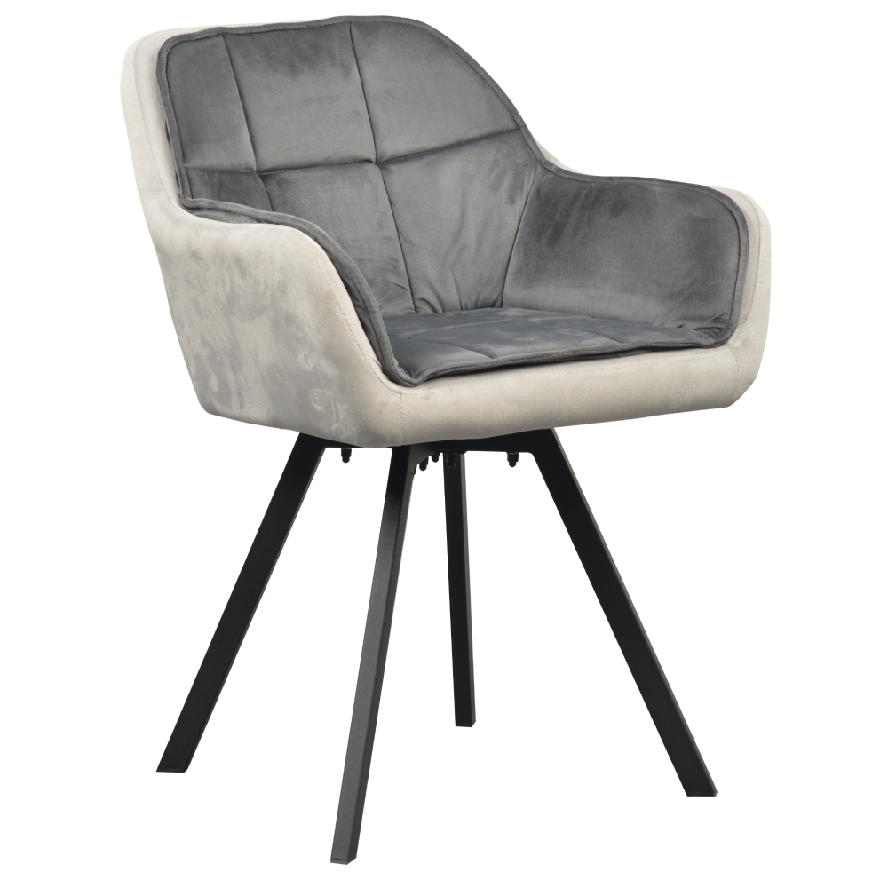 Fotoliu pentru sufragerie pivotant, ţesătură Velvet gri, FLER