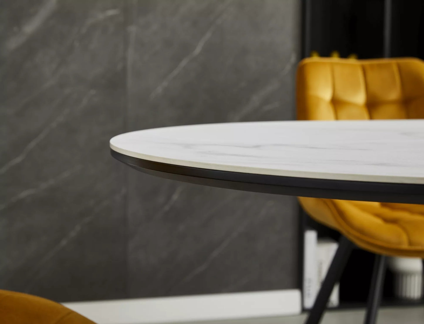 Masa extensibila Gaston, ceramica alba/ metal, 140/180 x 80 x 75 cm