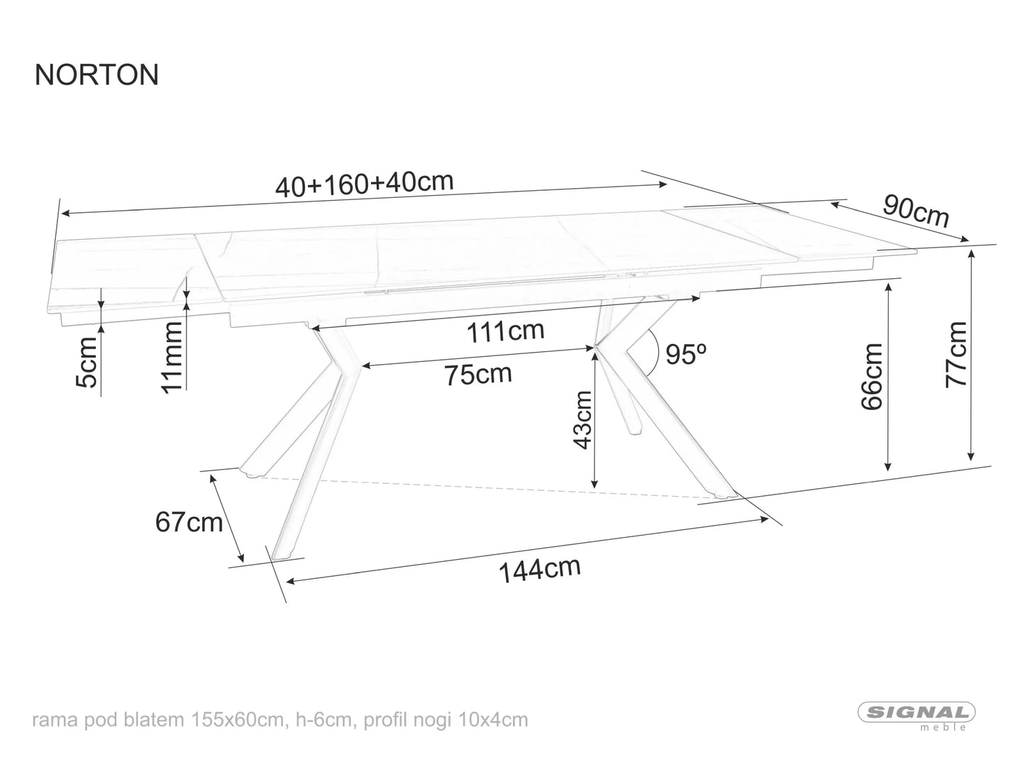 Masa extensibila Norton, travertin bej/ metal, 160/240 x 90 x 75 cm