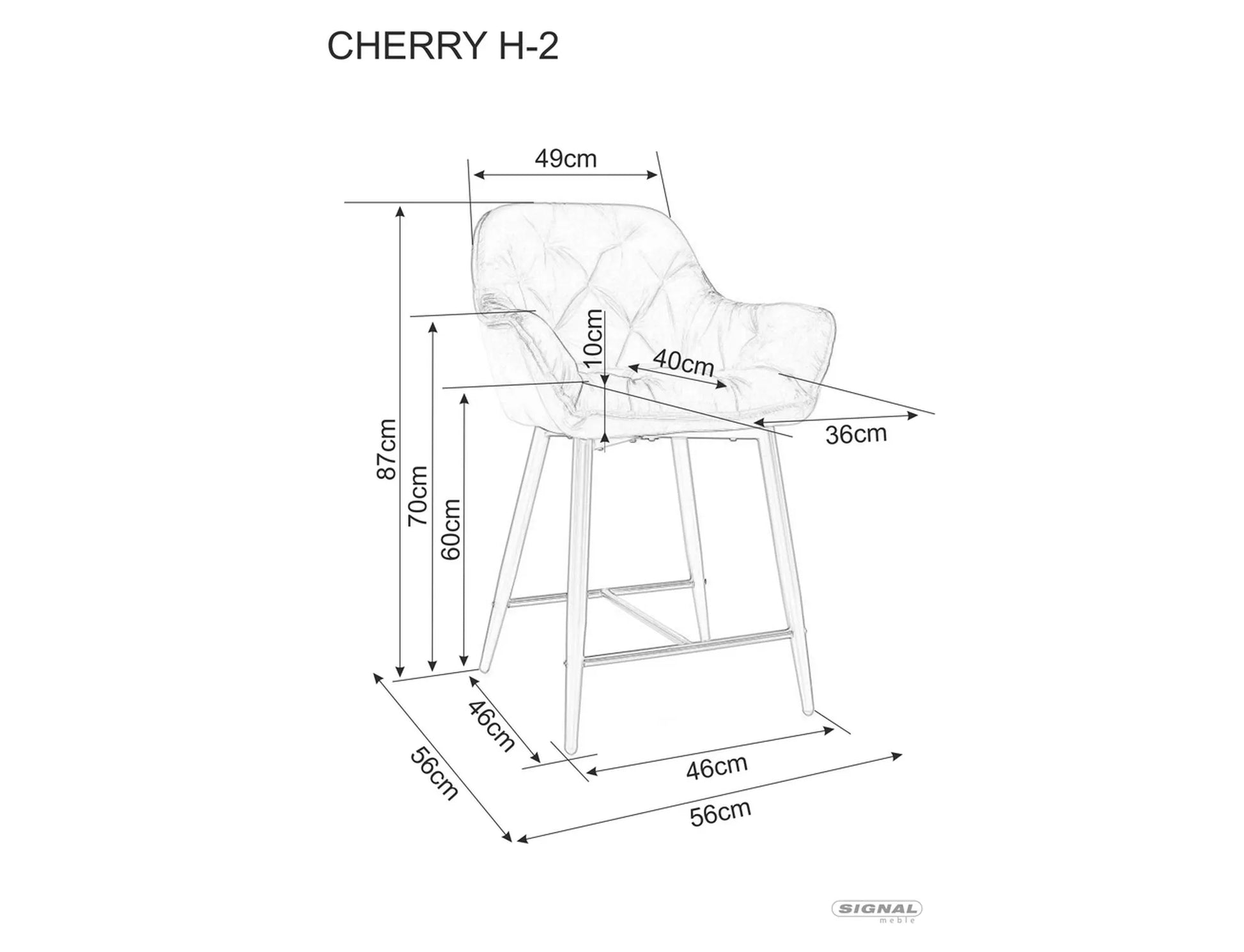 Semi taburet Cherry H-2 Velvet