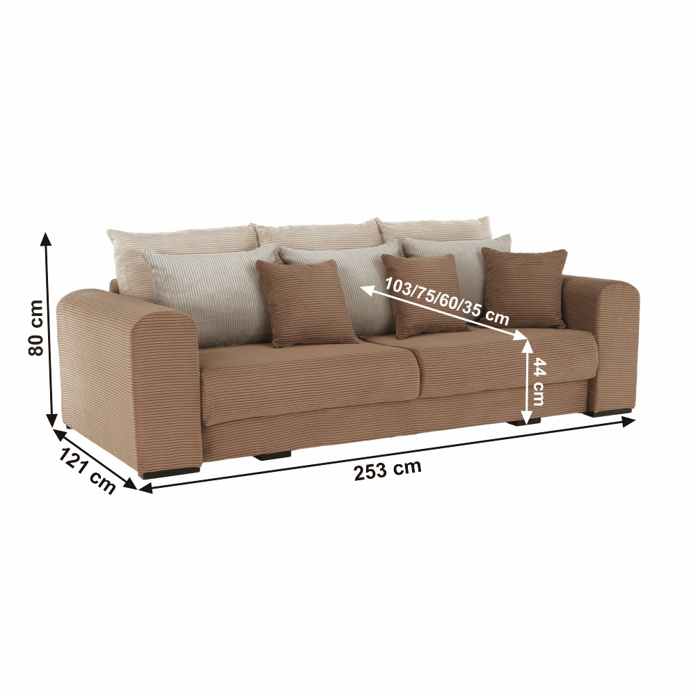 Canapea foarte spaţioasă, maro deschis, bej, crem, GILEN BIG SOFA