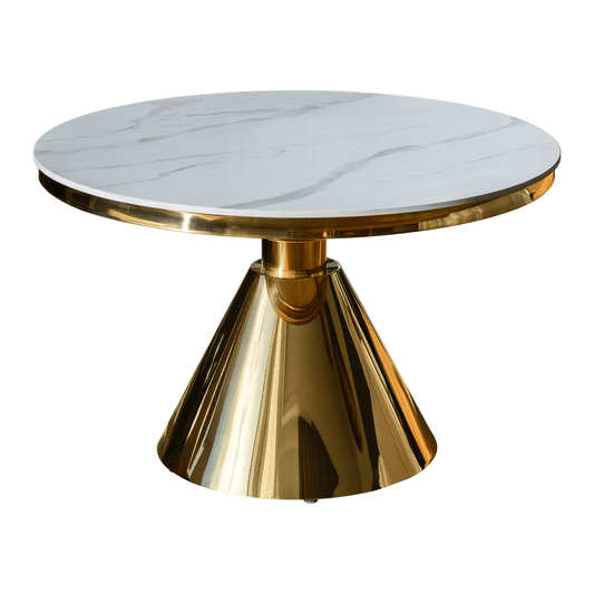 Măsuţă de cafea, aurie/marmură albă, GREIS TIP 2