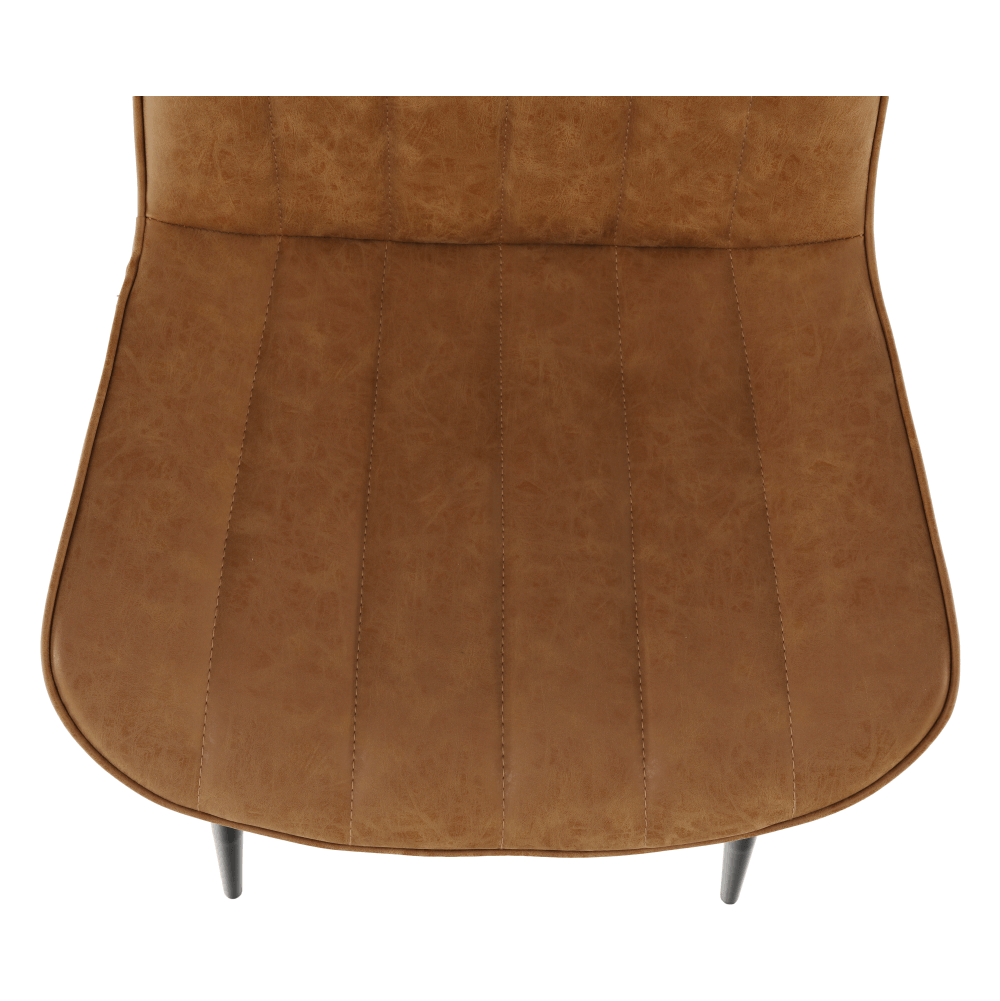 Scaun, piele ecologică maro camel/negru, HAZAL
