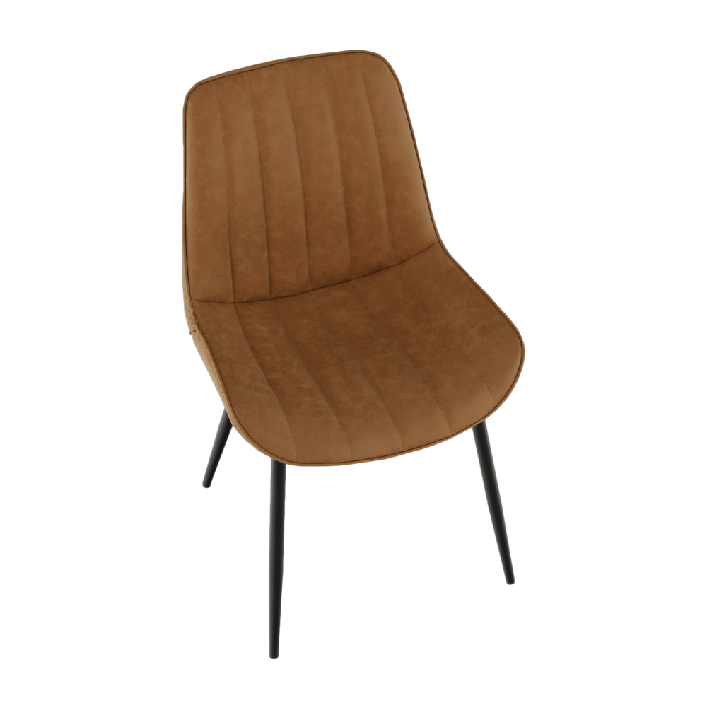Scaun, piele ecologică maro camel/negru, HAZAL