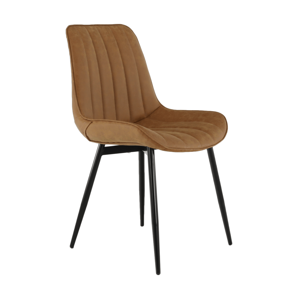 Scaun, piele ecologică maro camel/negru, HAZAL