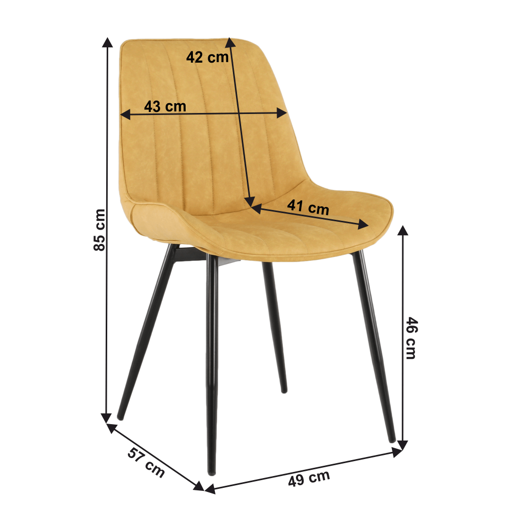 Scaun, piele ecologică galben/negru, HAZAL