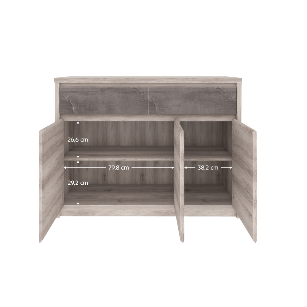 Comodă 3D2S, castan Nairobi / onix, JESI NEW