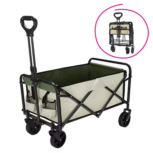 Cărucior de grădină, pliabil, bej/verde/negru, KARIL