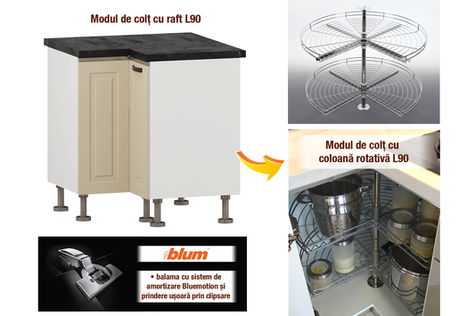 Modul de colț cu ușă dublă L90 - Gallery Image 1