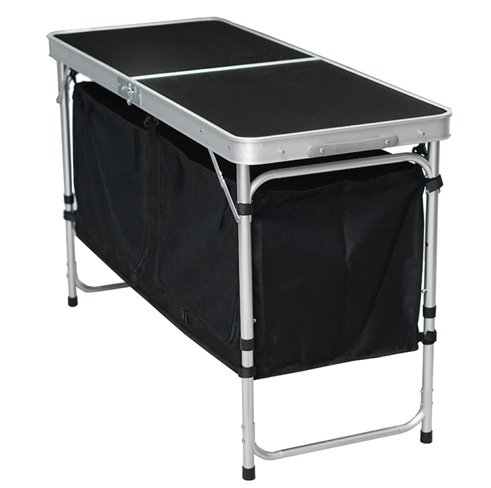 Masă de camping pliabilă cu organizator, 120 cm, aluminiu/MDF, KEPI TYP 3