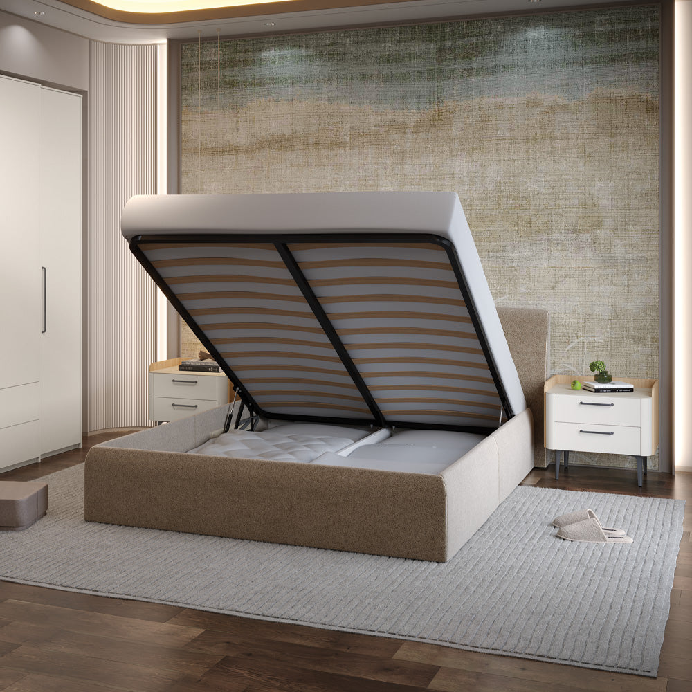 AIR Pat tapitat integral cu somiera metalica inclusa, 160/ 180 x 200 cm